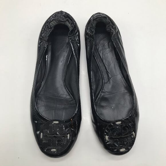 Tory Burch Women's Black Patent Leather Reva Ballet Flat 6.5 - Picture 2 of 10